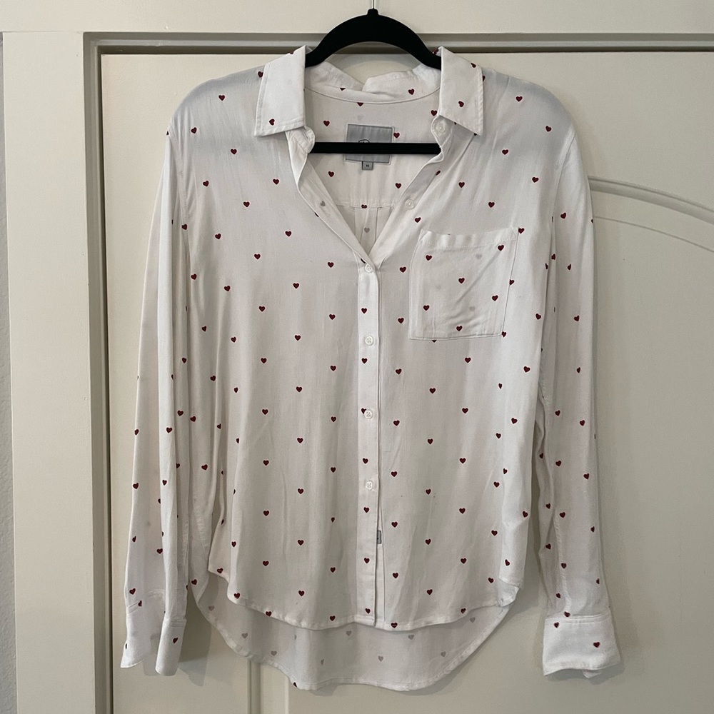 Nwot Rails Button Down - Xs. White With Hearts - image 1